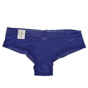 Calvin Klein NWT Large Hipster Blue Bikini Panties Mesh Trim